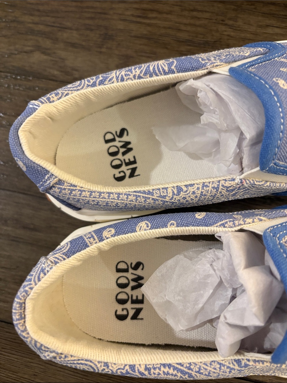 NIB [Good News] Paisley Yess Blue/White Slip-On Sneakers Women’s EU 38 / US 8 - Picture 13 of 15